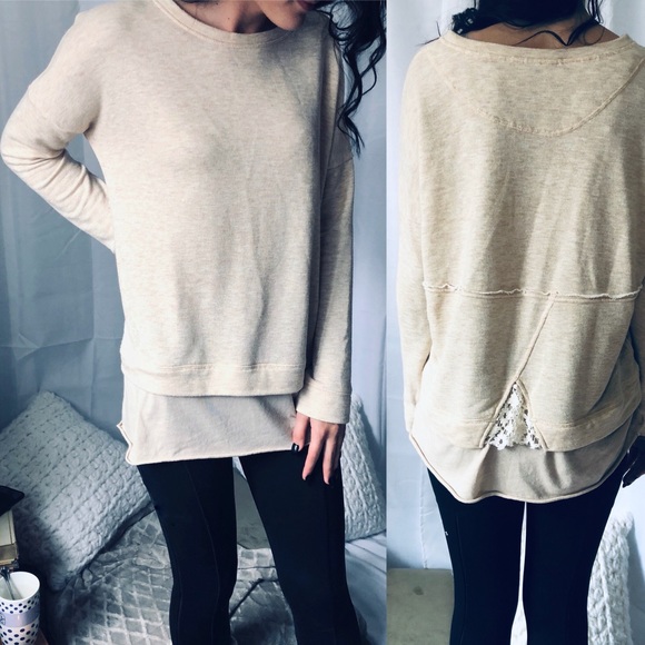 Free People Sweaters - Free People Beach Lace Cut-out Sweatshirt S/M